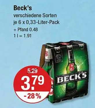 Beck's Bier 6 x 0,33-Liter-Pack - Verschiedene Sorten