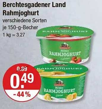 Berchtesgadener Land Rahmjoghurt verschiedene Sorten 150-g-Becher