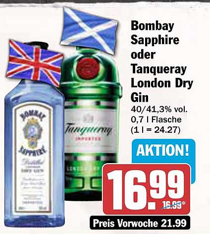 Bombay Sapphire oder Tanqueray London Dry Gin