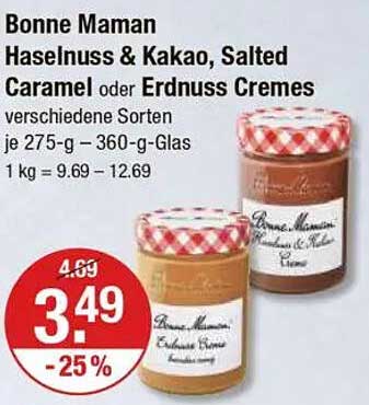 Bonne Maman Haselnuss & Kakao, Salted Caramel oder Erdnuss Cremes