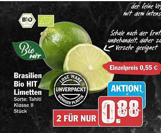 Brasilien Bio HIT Limetten – 2 für nur 0,88 €