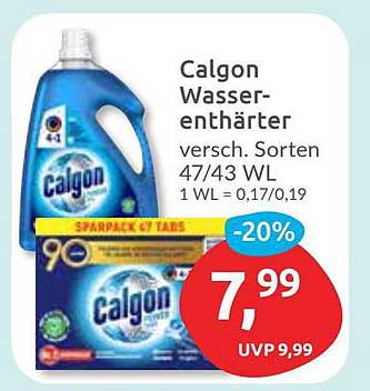 Calgon Wasserenthärter, verschiedene Sorten – 20% Rabatt