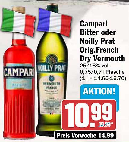 Campari Bitter oder Noilly Prat Orig. French Dry Vermouth
