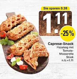Caprese-Snack Pizzateig mit Tomate-Mozzarella Stück