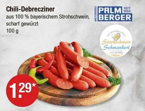 Chili-Debrecziner aus 100 % bayerischem Strohschwein, scharf gewürzt, 100 g