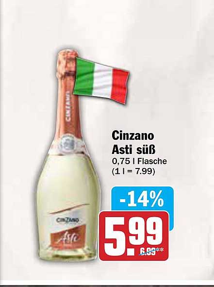Cinzano Asti süß 0,75 l Flasche (1 l = 7,99)