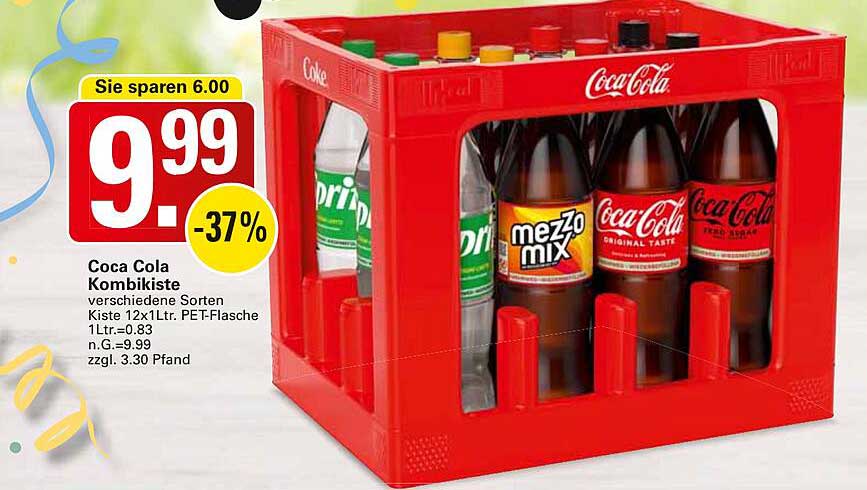 Coca Cola Kombikiste 12x1L für nur 9,99€