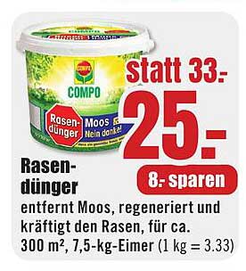COMPO Rasendünger 7,5 kg - Entfernt Moos und stärkt den Rasen