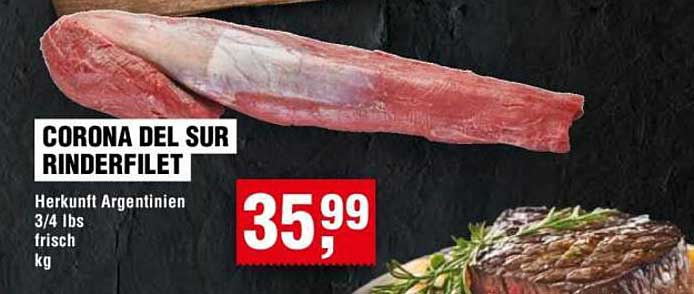 CORONA DEL SUR RINDERFILET 3/4 LBS - FRISCH