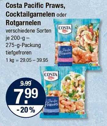 Costa Pacific Prawns, Cocktailgarnelen oder Rotgarnelen - tiefgefroren