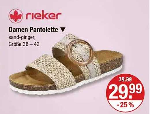 Damen Pantoletten von Rieker – sand-ginger, Größen 36-42