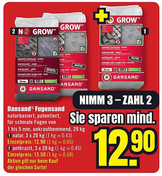 Dansand® Fugensand - Nimm 3, Zahl 2 - Aktion