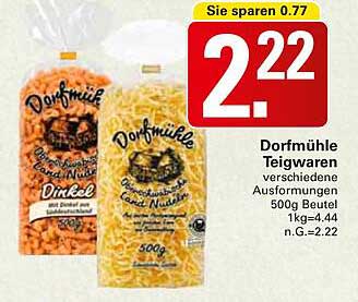 Dorfsau Teigwaren - verschiedene Ausformungen 500g Beutel