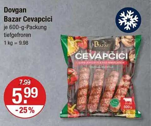 Dovgan Bazar Cevapcici je 600-g-Packung tiefgefrozen