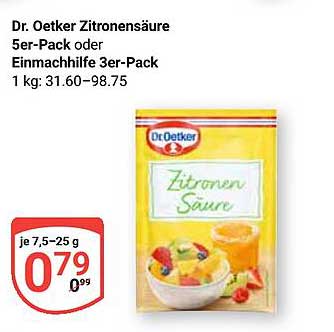 Dr. Oetker Zitronensäure 5er-Pack oder Einmachhilfe 3er-Pack