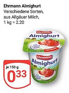 Ehrmann Almighurt Verschiedene Sorten, aus Allgäuer Milch