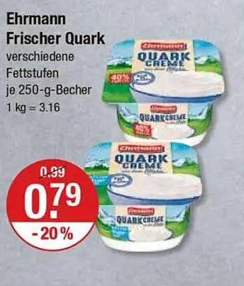 Ehrmann Frischer Quark – verschiedene Fettstufen