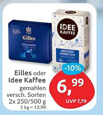 Eilles oder Idee Kaffee gemahlen, verschiedene Sorten 2x 250/500 g