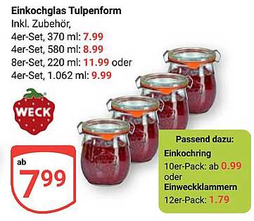 Einkochglas Tulpenform 4er-Set