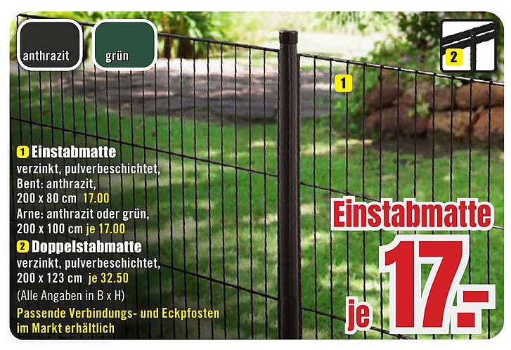 Einstabmatte - Verzinkt und pulverbeschichtet in Anthrazit