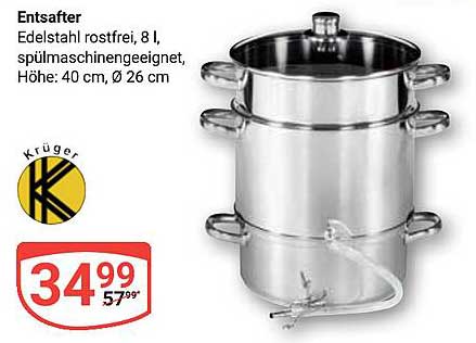 Entsafter Edelstahl, 8 l, spülmaschinengeeignet