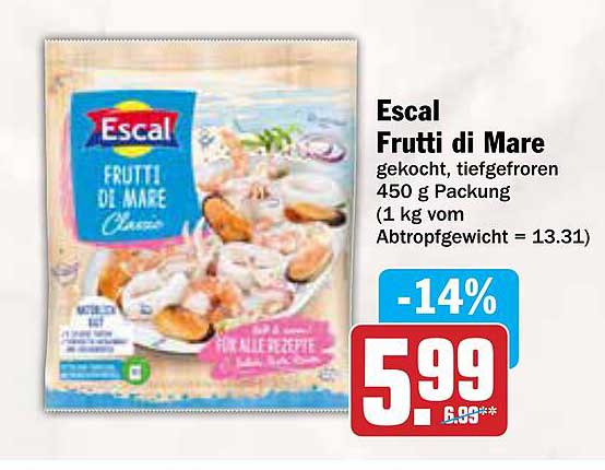 Escal Frutti di Mare 450 g, gekocht, tiefgefroren