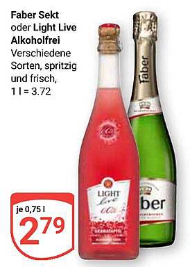 Faber Sekt oder Light Live Alkoholfrei – Verschiedene Sorten, spritzig und frisch
