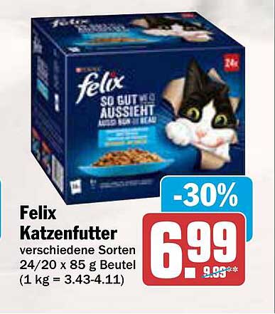 Felix Katzenfutter verschiedene Sorten 24/20 x 85 g Beutel