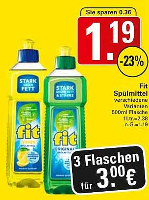 Fit Spülmittel verschiedene Varianten 500ml Flasche