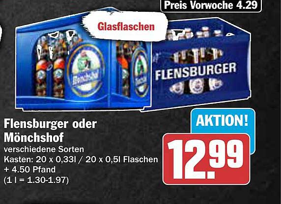 Flensburger oder Münchshof Kasten - Aktion für Bierliebhaber