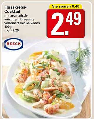 Flusskrebs-Cocktail mit aromatisch-würzigem Dressing, verfeinert mit Calvados