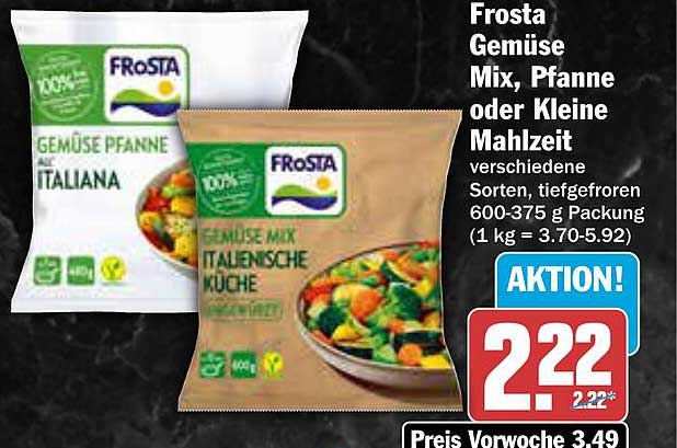 Frosta Gemüse Mix, Pfanne oder Kleine Mahlzeit - verschiedene Sorten, tiefgefroren
