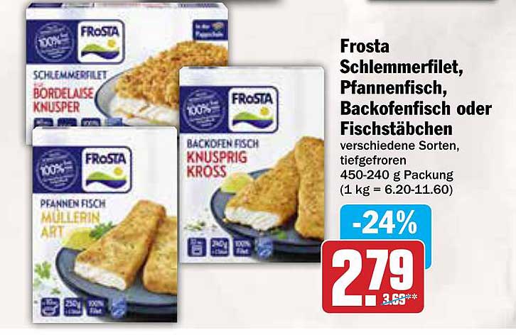 Frosta Schlemmerfilet, Pfannenfisch, Backofenfisch oder Fischstäbchen - verschiedene Sorten, tiefgefroren