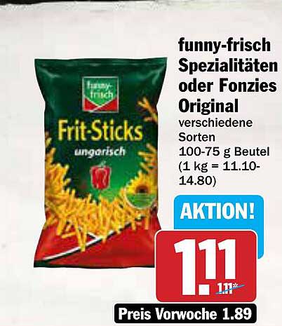 funny-frisch Frit-Sticks oder Fonzie Original 100-75 g Beutel