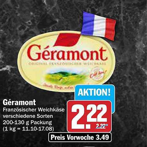Géramont Französischer Weichkäse verschiedene Sorten 200-130 g Packung