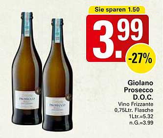 Giolano Prosecco D.O.C. 0,75 L Flasche