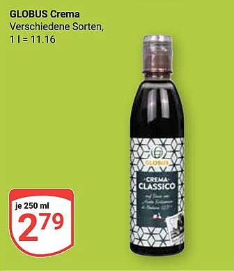GLOBUS Crema Verschiedene Sorten, 1 l = 11,16
