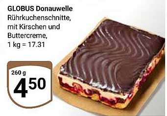 GLOBUS Donauwelle Rührkuchenschnitte, mit Kirschen und Buttercreme