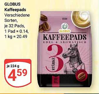 GLOBUS Kaffee pads - Verschiedene Sorten, je 32 Pads
