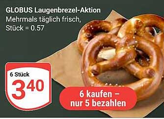 GLOBUS Laugenbrezel-Aktion - 6 Stück zum Preis von 5