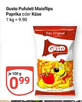 Gusto Pufuleti Maisflips Paprika oder Käse