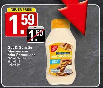 Gut & Günstig Mayonnaise oder Remoulade 500ml Flasche