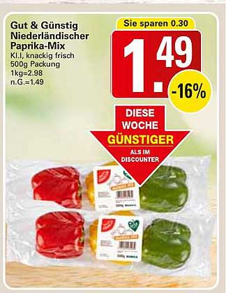 Gut & Günstig Niederländischer Paprika-Mix 500g