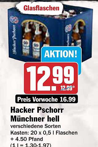 Hacker Pschorr Münchner hell - Kasten mit 20 x 0,5 l Flaschen
