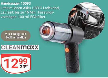 Handstaubsauger CLEANmaxx 15093 – 2 in 1 Saugen und Blasen