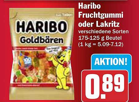 Haribo Fruchtgummi oder Lakritz 175-125 g Beutel