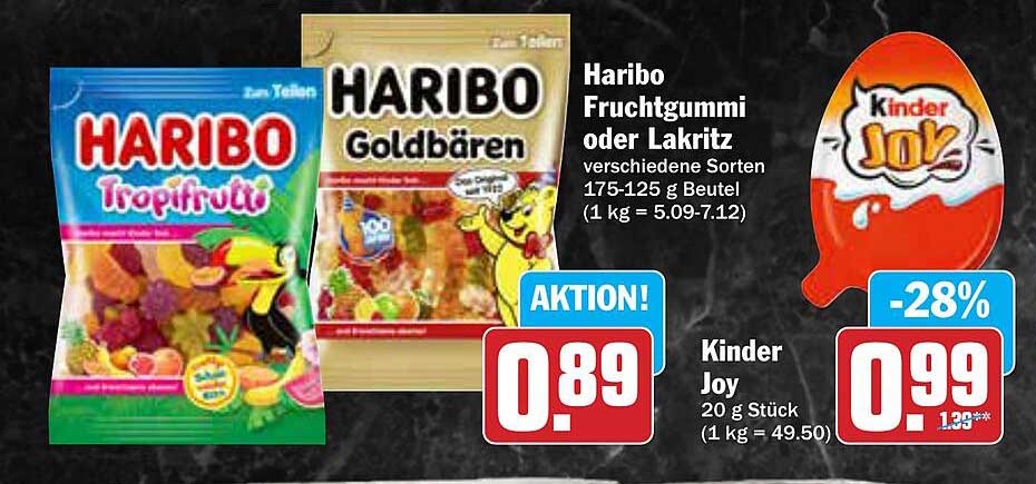 Haribo Fruchtgummi oder Lakritz - 175-125 g Beutel für 0,89 €