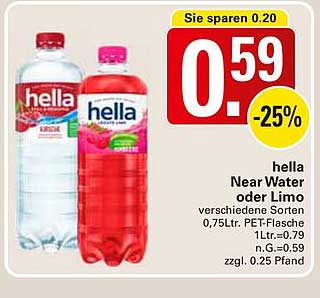 hella Near Water oder Limo 0,75L PET-Flasche
