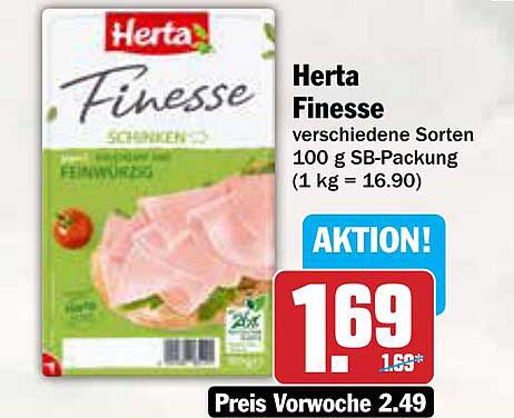 Herta Finesse verschiedene Sorten 100 g SB-Packung