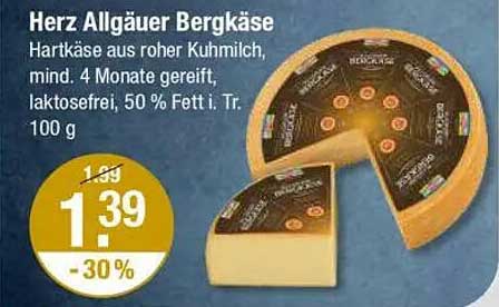 Herz Allgäuer Bergkäse - 100g für nur 1,39 €